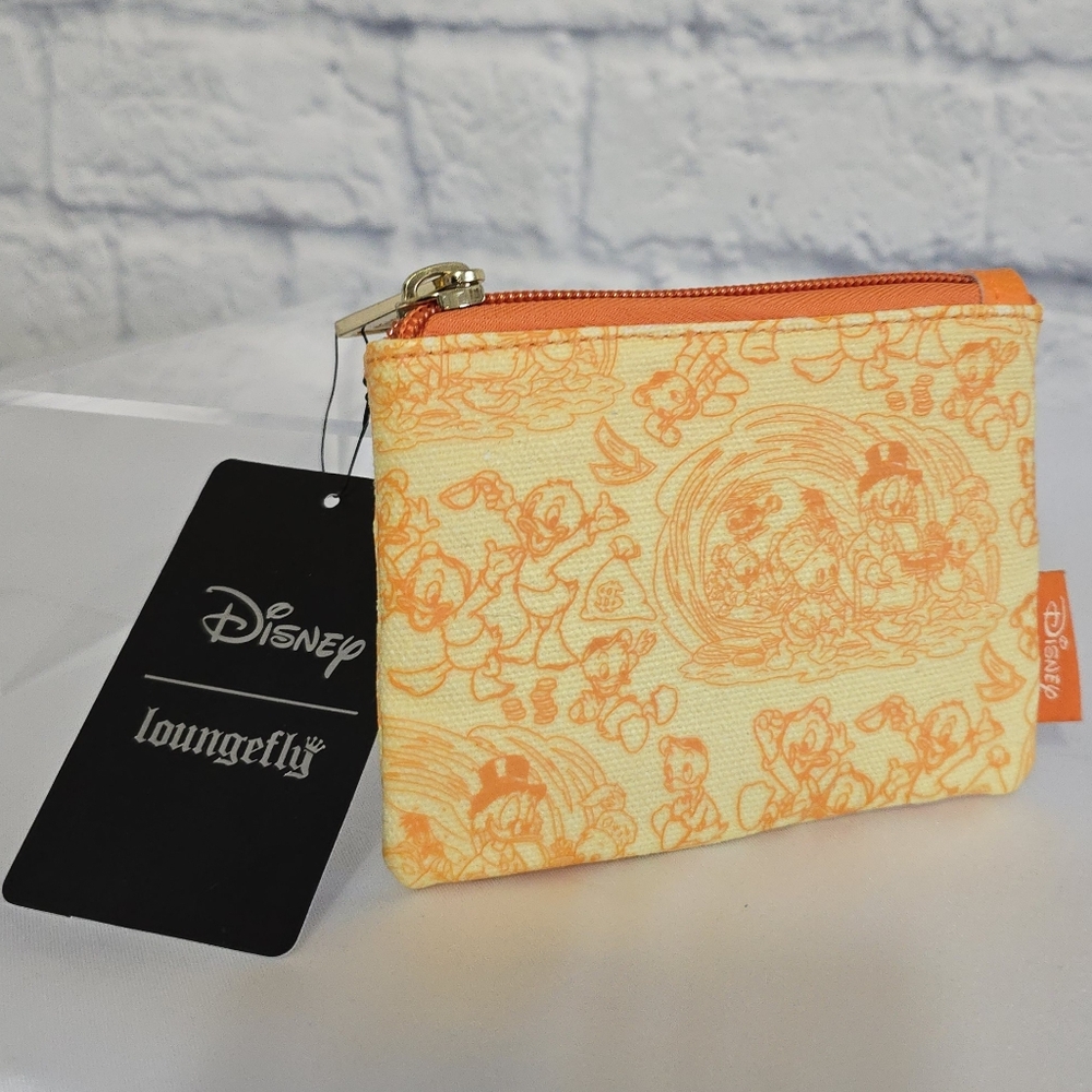 Loungefly Ducktales Characters Money Bag Orange Coin Pouch Zip Disney Wallet New